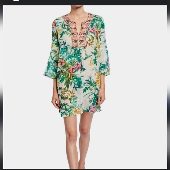 Johnny Was Tropical Print Dress Cover Up - Picture 1 of 6